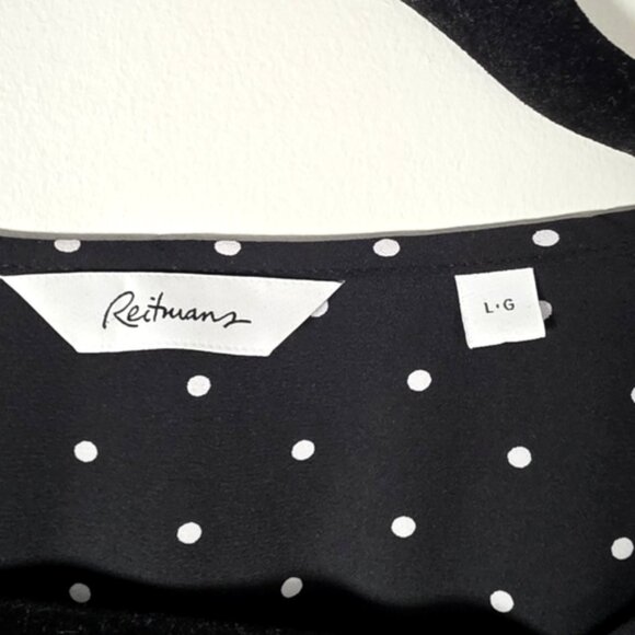 Reitmans Black Polka Dot Blouse Size Large - Picture 4 of 9